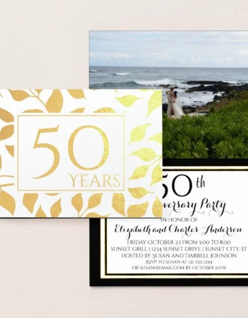 Gold Foil 50th Wedding Anniversary Invitations