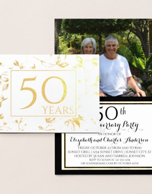 Gold Foil 50th Wedding Anniversary Invitations