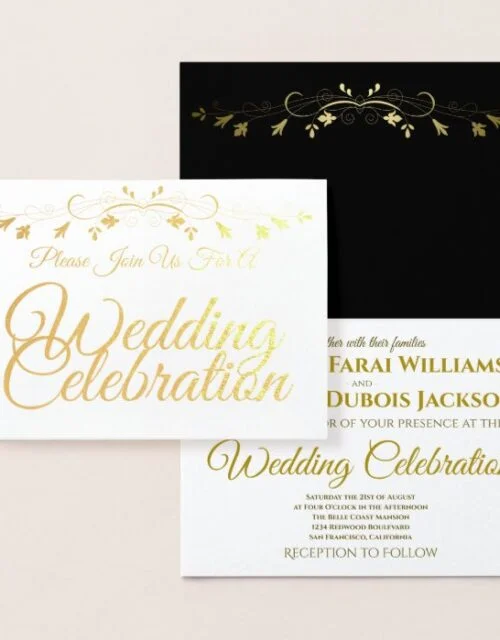 Gold Foil Elegant Wedding Invitation