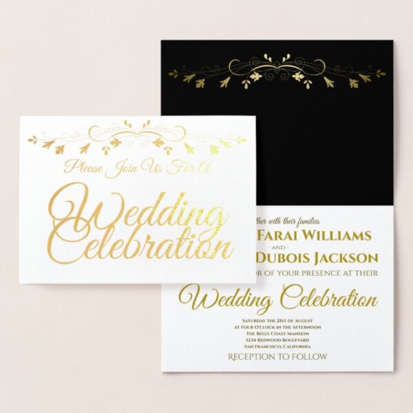 Gold Foil Elegant Wedding Invitation