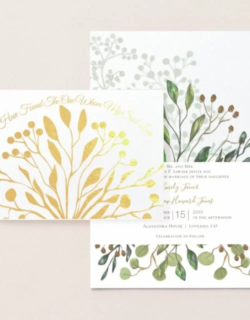 Gold Foil Found the One I Love Wedding Invitation