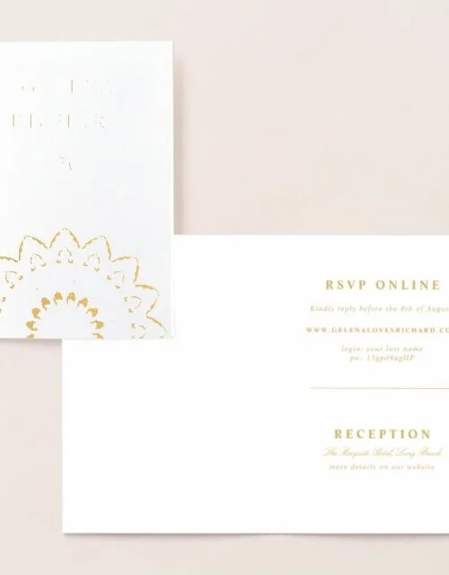 Gold Foil Medallion Mandala Wedding Invitation