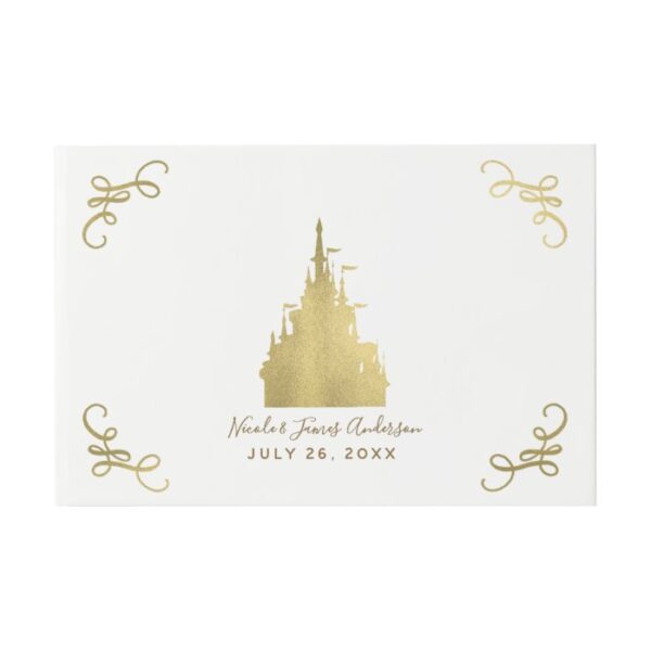 Gold Foil Princess Flag Castle Storybook Wedding Guest Book