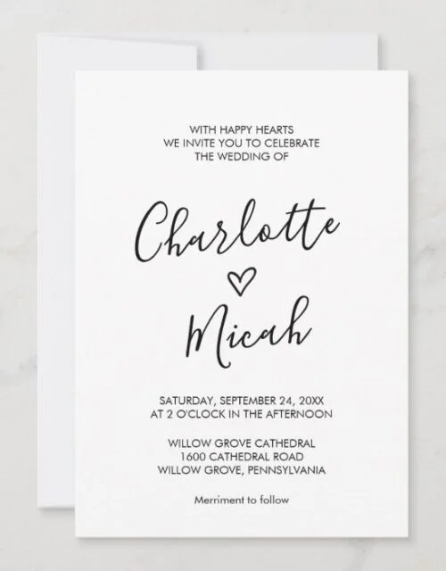Hand Drawn Heart The Wedding Of Invitation