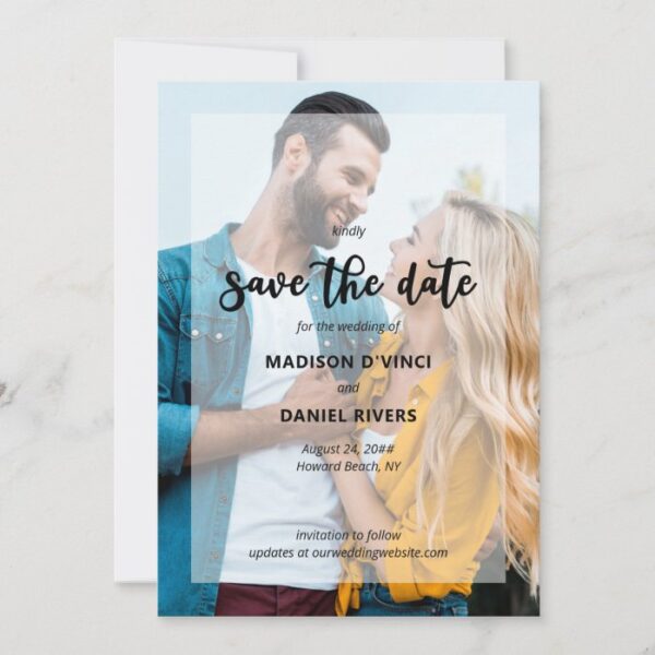 Hand Lettered 2 Photo Semi Opaque Overlay Save The Date