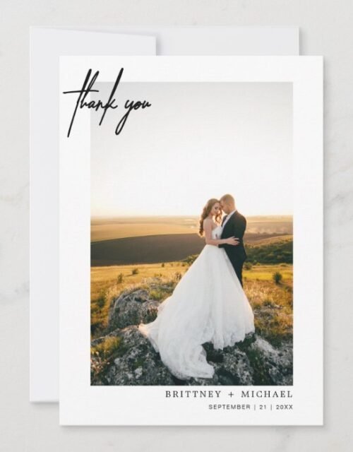 Hand-Lettered Modern Simple Photo Thank You Card