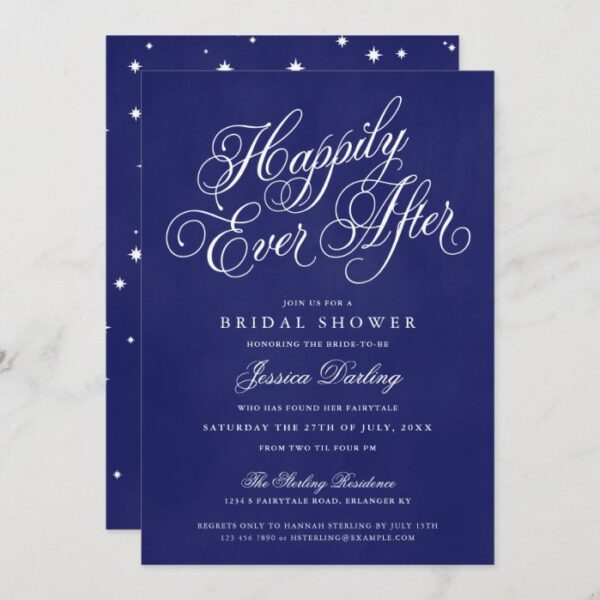 Happily Ever After Shower Invitations Royal Blue