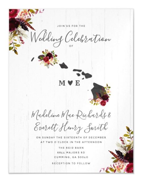 Hawaii State Rustic Magnetic Wedding Invitation