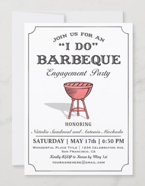 I DO BBQ Engagement Party Invitations