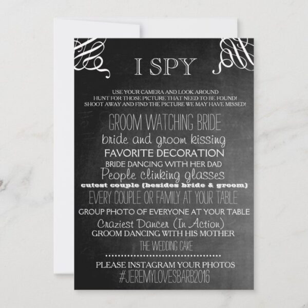 I Spy Wedding Game Chalkboard Edition Invitation