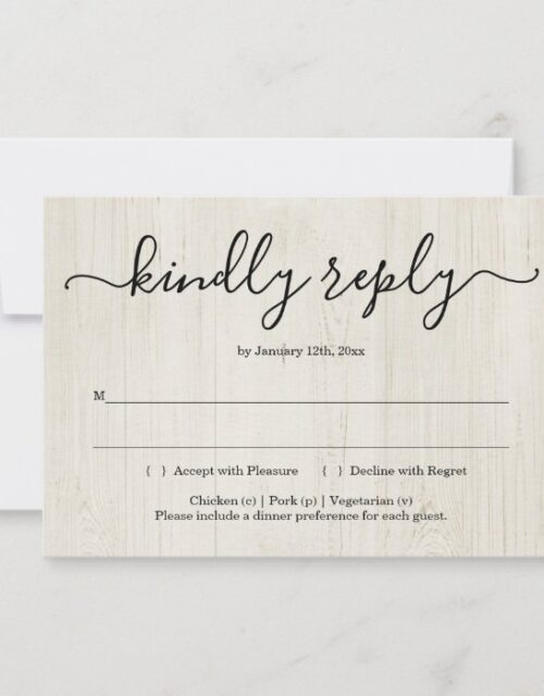 Invitation Reply Card Insert - Rustic Wood