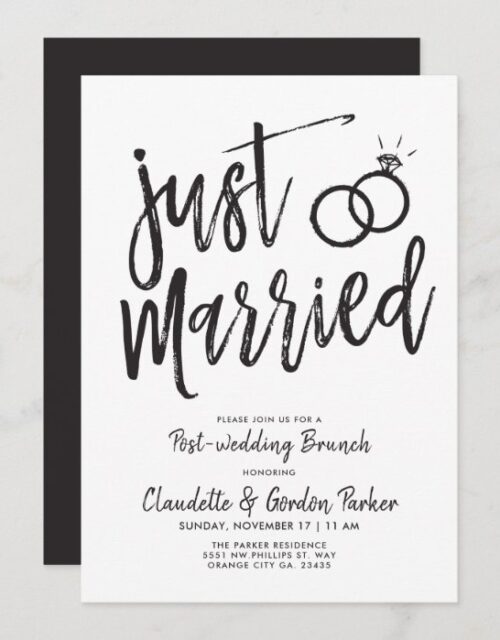 Just Married Script Post-Wedding Brunch | Party Invitation
