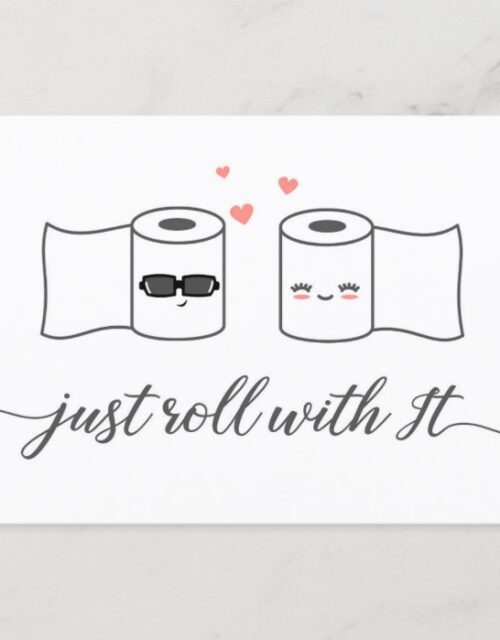 Just Roll With It Postponed Wedding Announcement Postcard