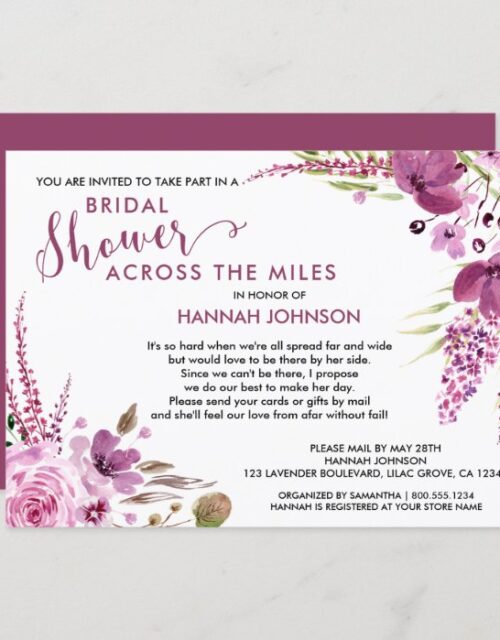 Lavender and Lilacs Floral Bridal Shower by Mail Invitation