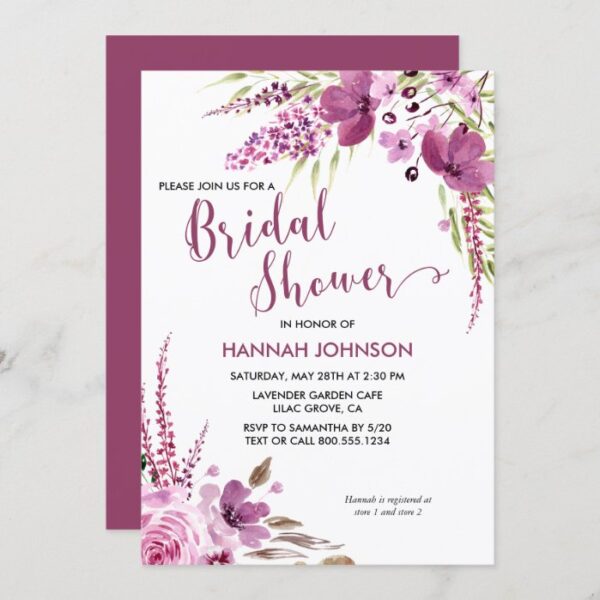 Lavender and Lilacs Floral Bridal Shower Invitation