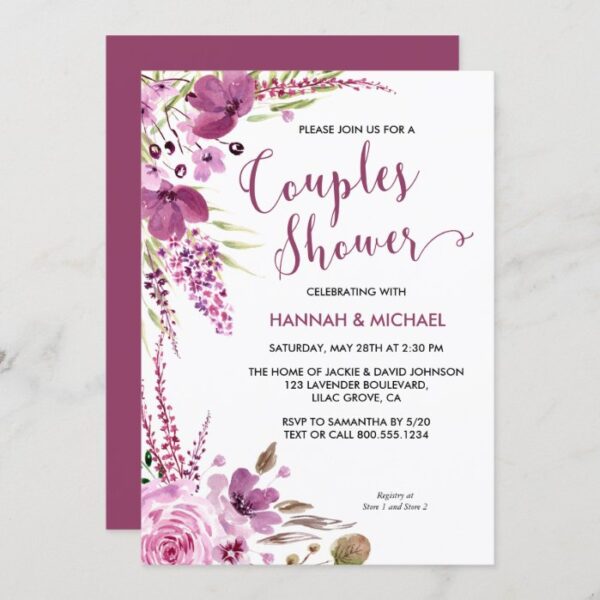 Lavender and Lilacs Floral Couples Shower Invitation