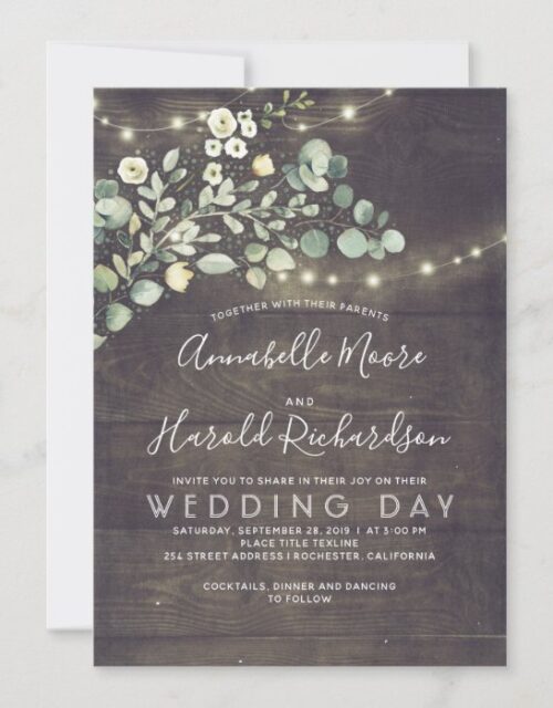Leafy Greenery | Rustic Country Wedding Invitation