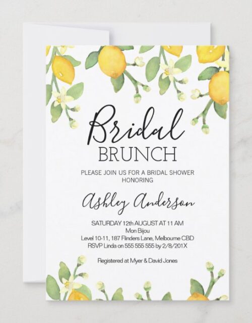 Lemon Bridal Brunch Bridal Shower Invitation