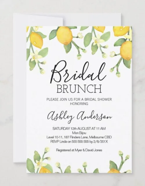 Lemon Bridal Brunch Bridal Shower Invitation