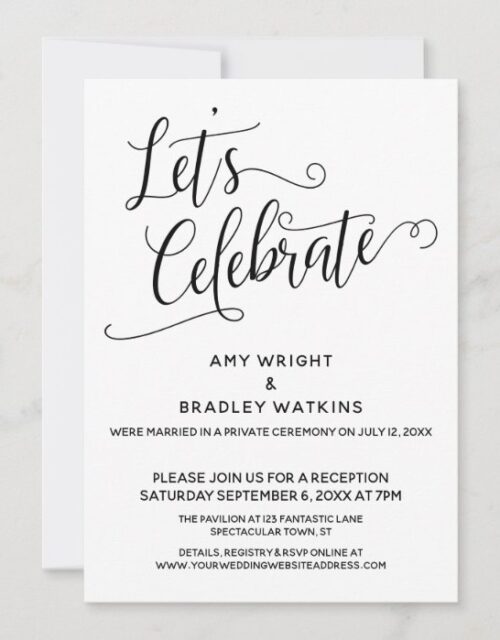Let's Celebrate Elegant Post-Wedding Reception Invitation