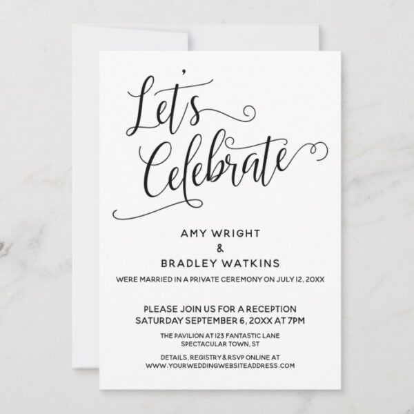 Let's Celebrate Elegant Post-Wedding Reception Invitation