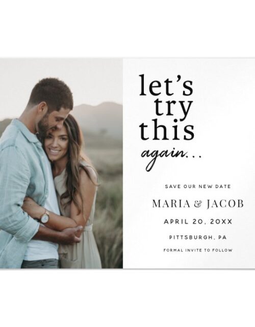 Let's Try this Again Change the date Wedding Magnetic Invitation