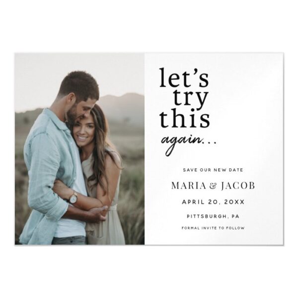 Let's Try this Again Change the date Wedding Magnetic Invitation