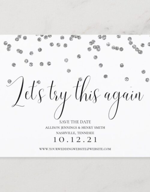 Let's Try This Again Elegant Change the Date Announcement Postcard