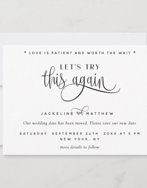 Let's Try This Again, Love is Patient Modern Save The Date