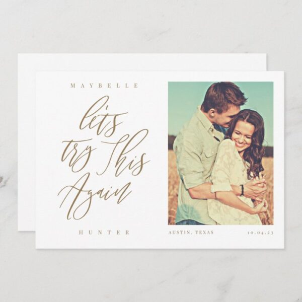 Let's Try This Again Modern Calligraphy & Photo Save The Date