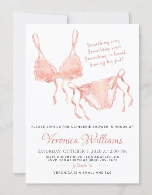 Lingerie Blush Bridal Shower Invitation