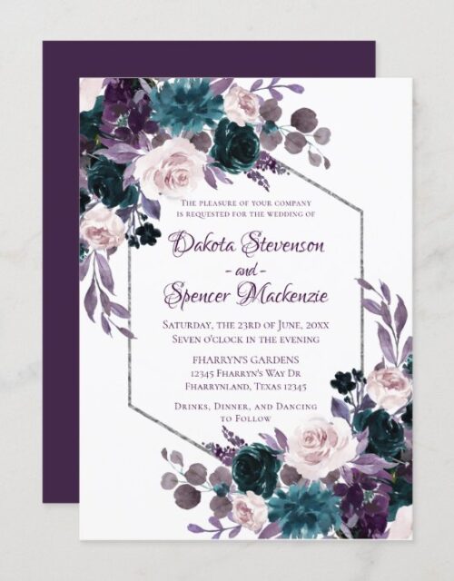 Love Bloom | Eggplant Moody Purple Floral Garland Invitation