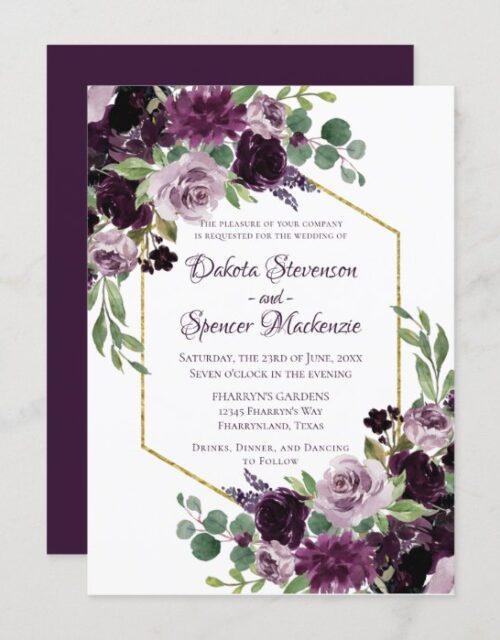 Love Bloom | Moody Dramatic Passion Purple Bouquet Invitation