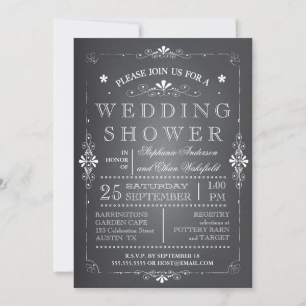 Lovely Chalkboard Couples Wedding Shower Invitation