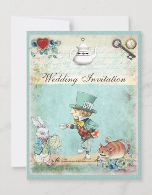 Mad Hatter Wonderland Wedding Invitation