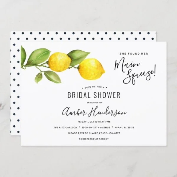 Main Squeeze Lemons Bridal Shower Invitation