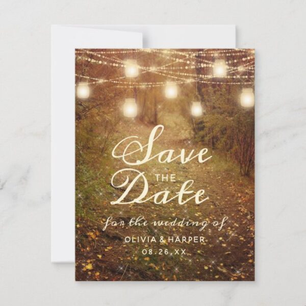 Maple Grove String Light Rustic Boho Save the Date