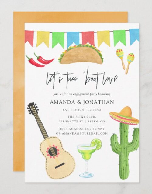Mexican Fiesta Taco 'bout Love Engagement Party Invitation