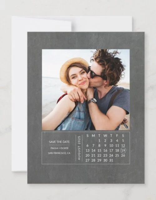 Minimal Modern Mini Calendar Save the Date Photo