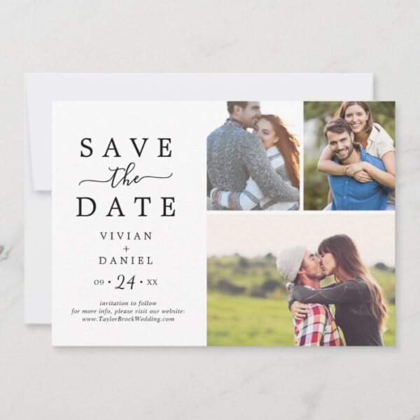 Minimalist 3 Photo Collage Save The Date