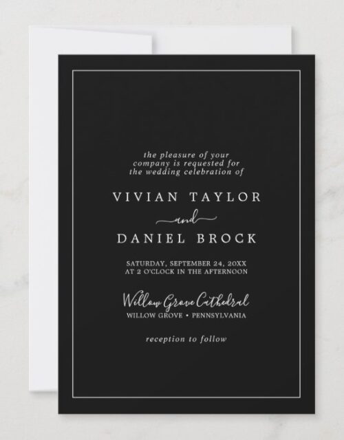 Minimalist Black Formal Wedding Invitation