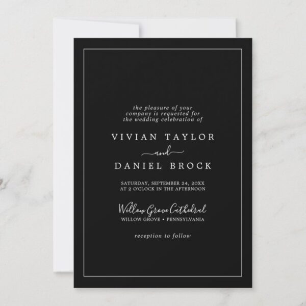 Minimalist Black Formal Wedding Invitation
