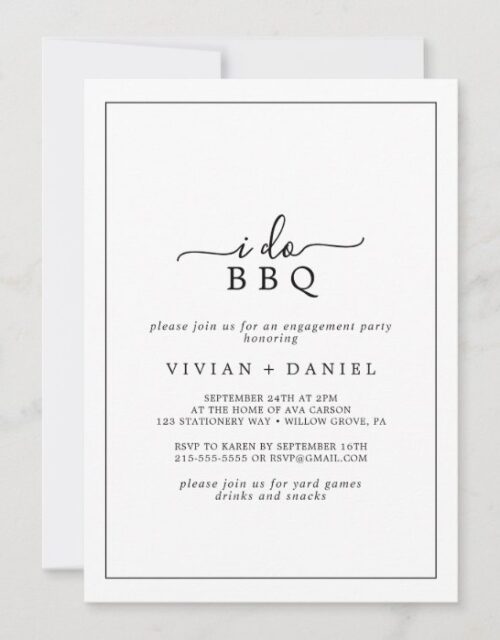 Minimalist I Do BBQ Engagement Party Invitation