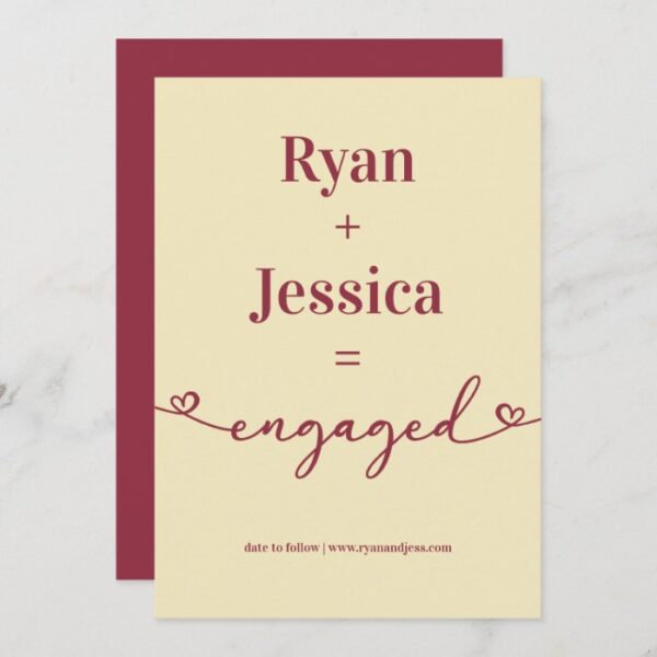 Minimalist Typography Champagne Red Engagement Announcement