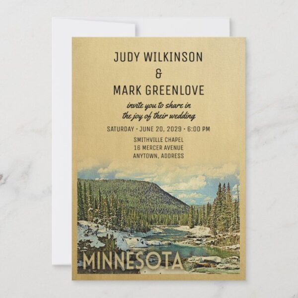 Minnesota Wedding Invitation Vintage Nature