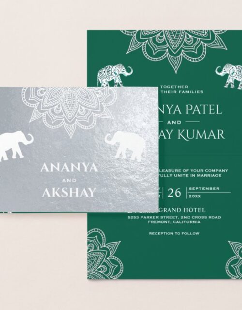 Mint Green Henna Indian Wedding Invitation