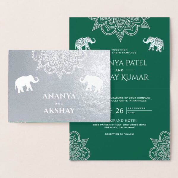 Mint Green Henna Indian Wedding Invitation