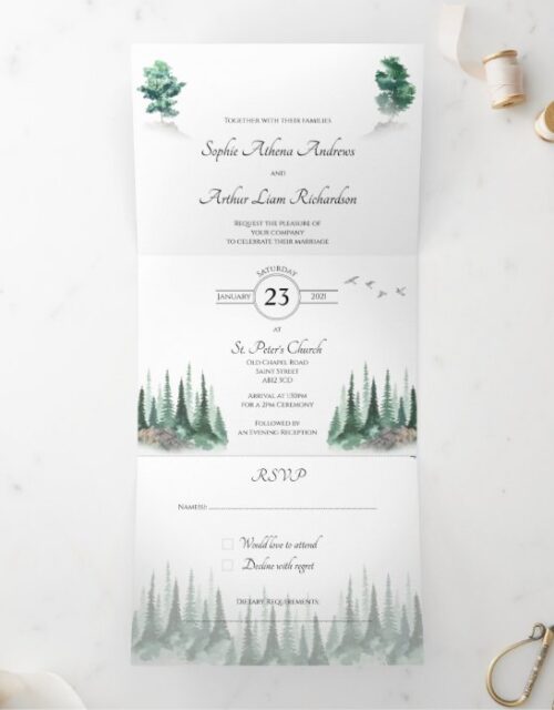Misty Woodland Wedding Invitation