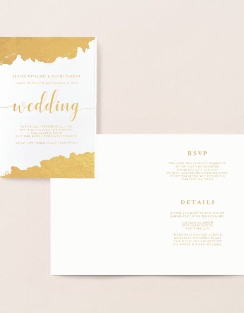 Modern Abstract Gold Foil | Wedding Invitation