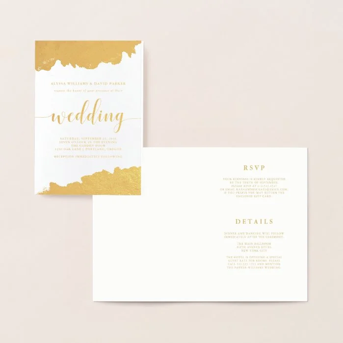 Modern Abstract Gold Foil | Wedding Invitation